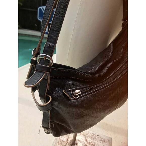 Vintage Stone Mountain Black Leather Shoulder Bag - Picture 5 of 12